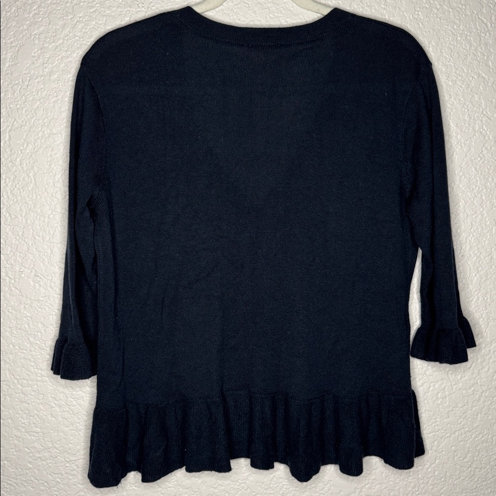 Cinq a Sept Ariana Ruffle Hem 3/4 Sleeve Sweater Silk Cashmere XS Quiet Luxury - Picture 7 of 7
